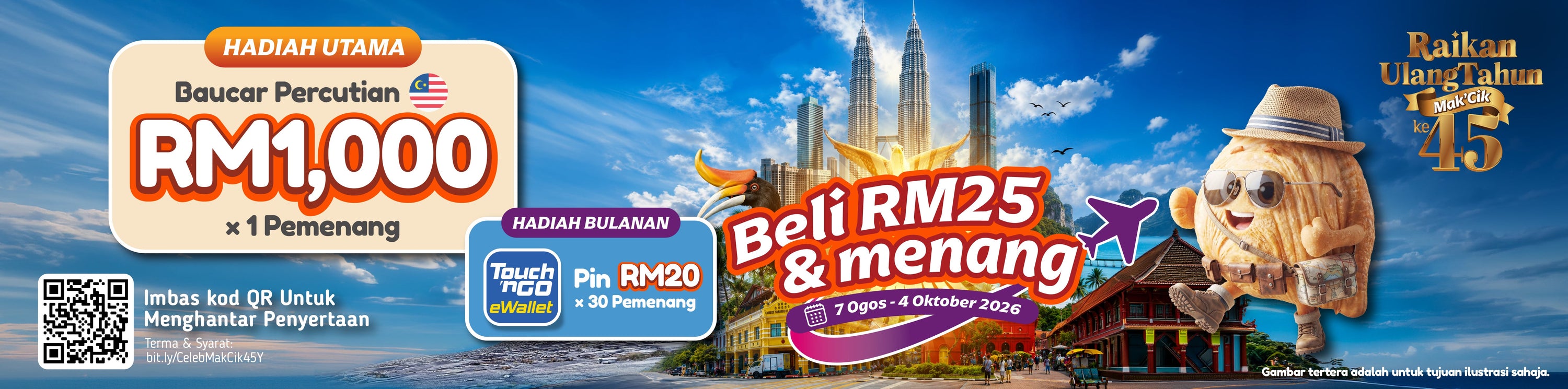 [Terma & Syarat] Peraduan Beli & Menang Sempena Ulangtahun Mak'Cik yang ke-45